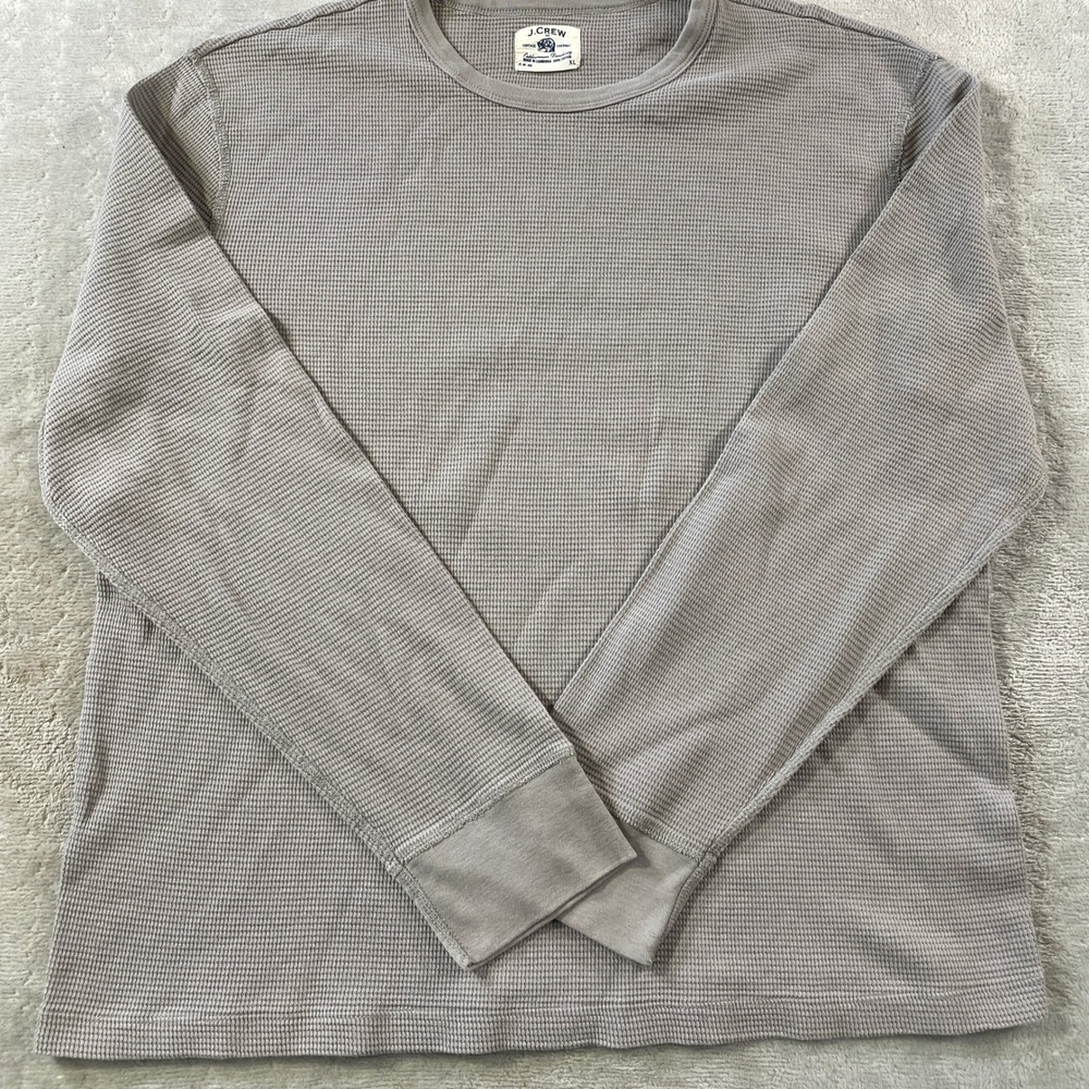 Vintage J Crew Thermal Shirt Mens XL Gray Waffle Fall Outdoor Preppy Casual